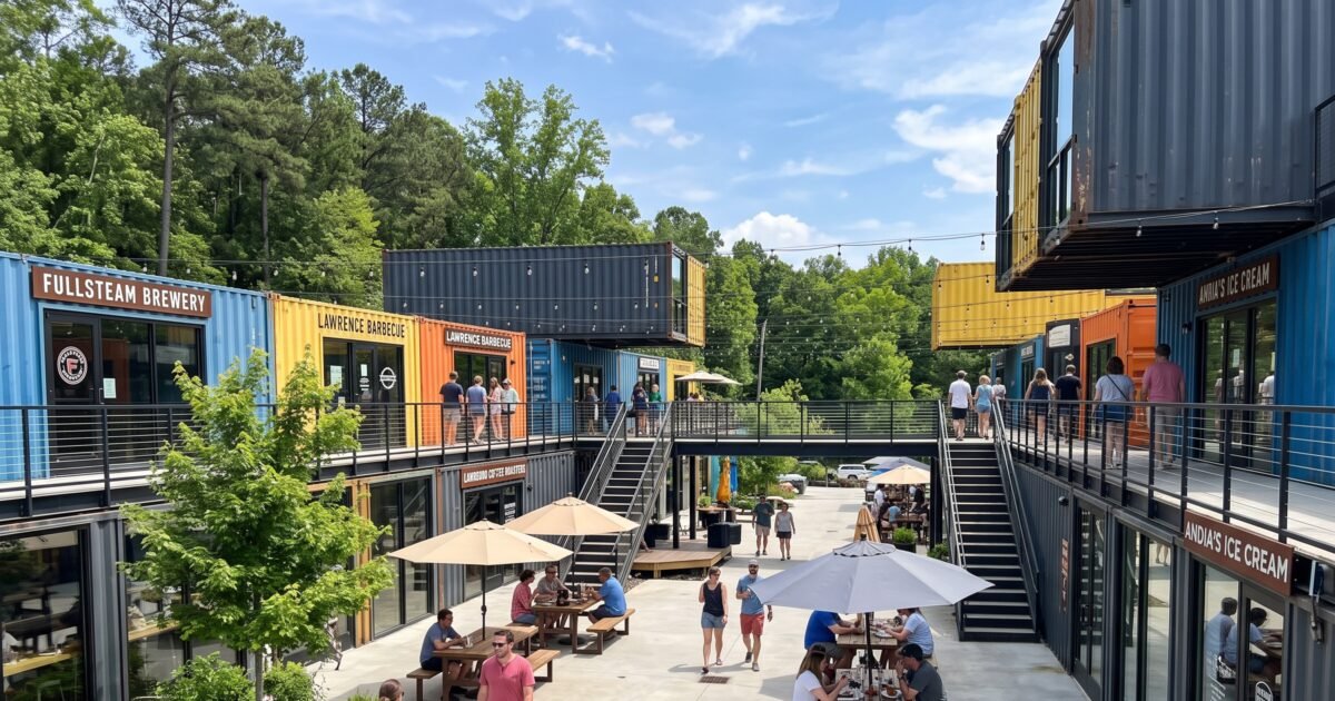 Boxyard RTP shipping container courtyard in Durham, North Carolina