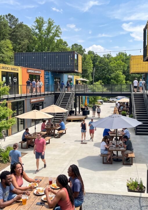 Boxyard RTP shipping container courtyard in Durham, North Carolina