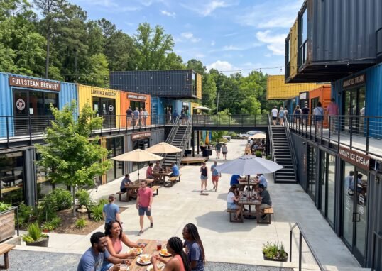 Boxyard RTP shipping container courtyard in Durham, North Carolina