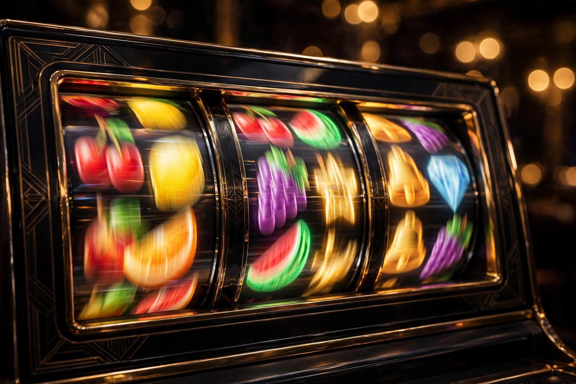 How do free spins work - slot machine reels spinning at online casino