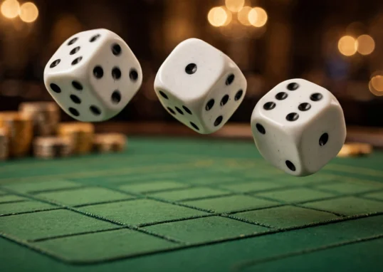 how to play sic bo for beginners — three dice tumbling over a sic bo table