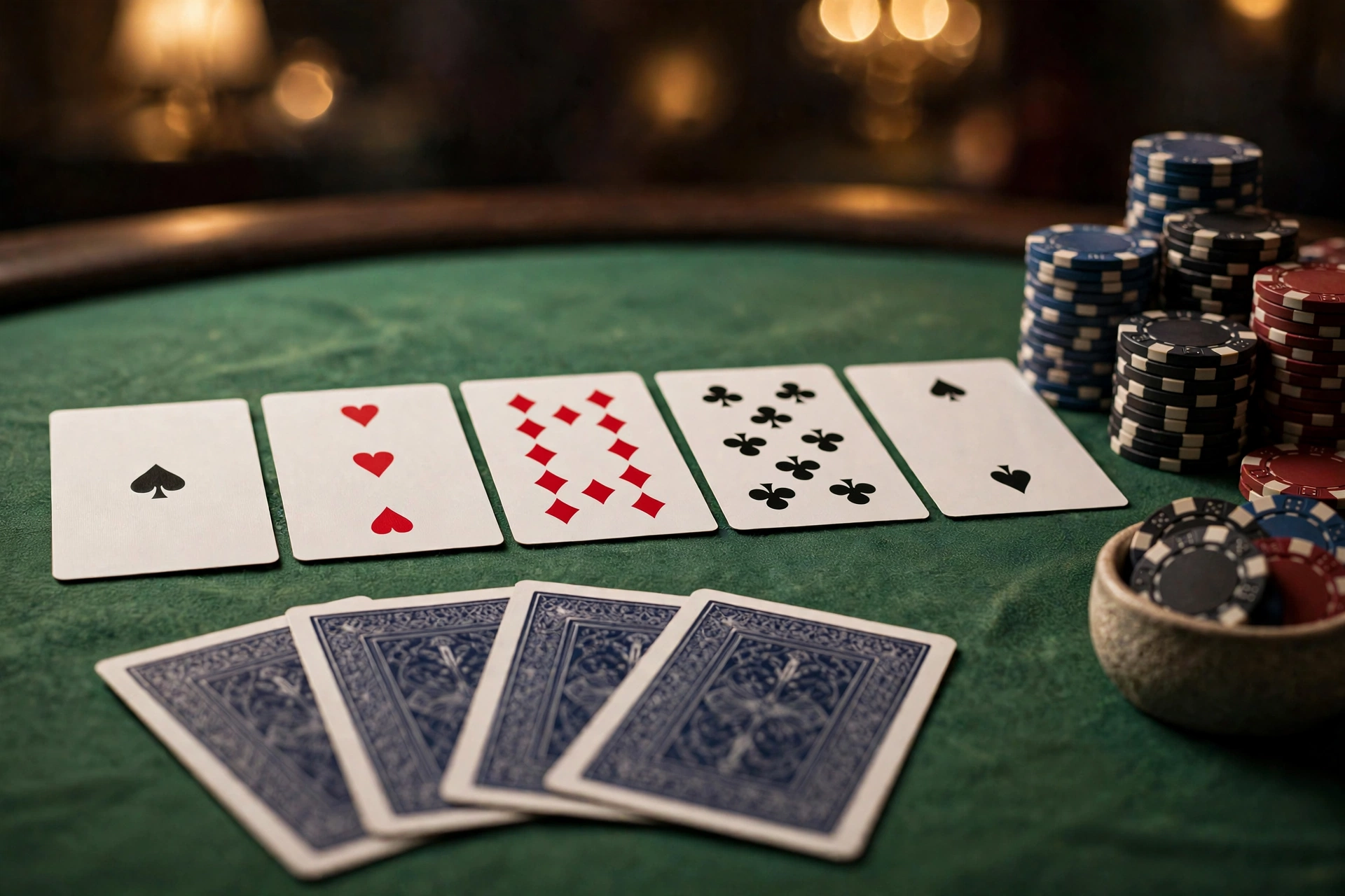 how to play omaha poker for beginners — four hole cards and community cards on green felt poker table